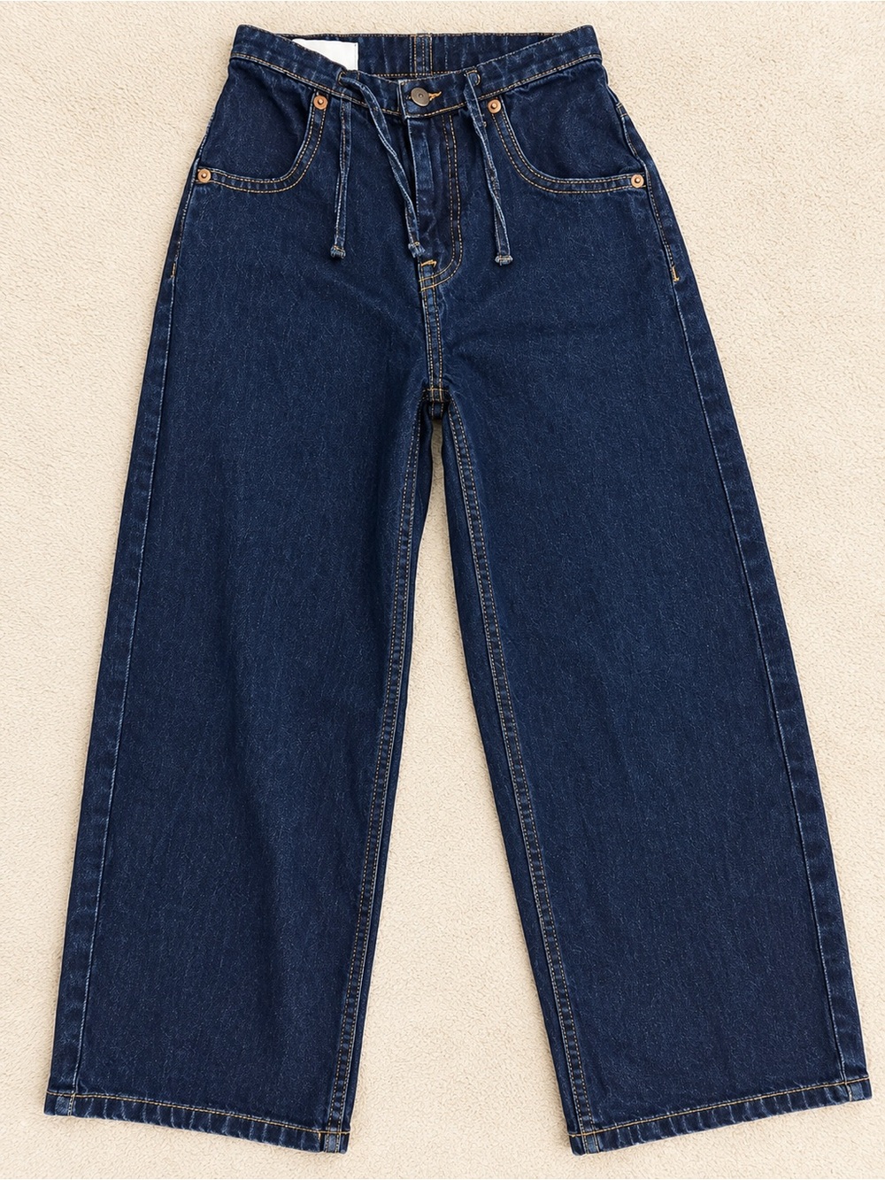 Zara Kids Wide-Leg Denim Pants - Dark Blue